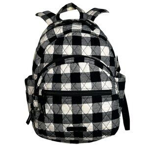 Vera Bradley Buffalo Check Plaid Mini Backpack Quilted Black White